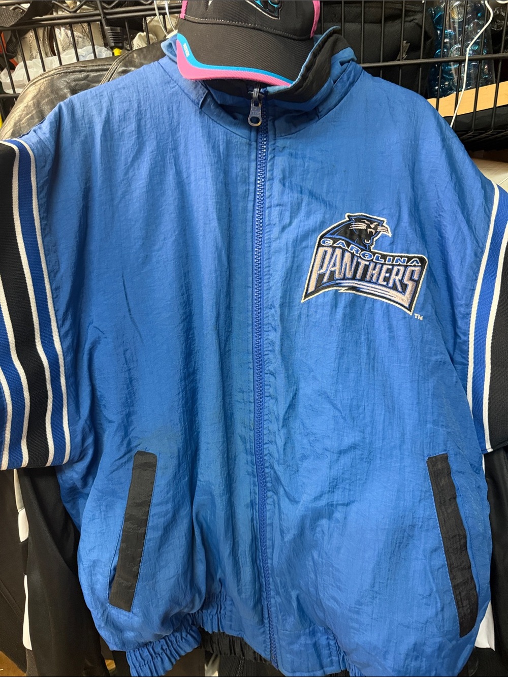 Blue Bomber Jacket with Logo Reversible w cap